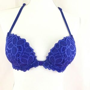 Victoria’s Secret Front Clasp 32D PINK Blue Bra